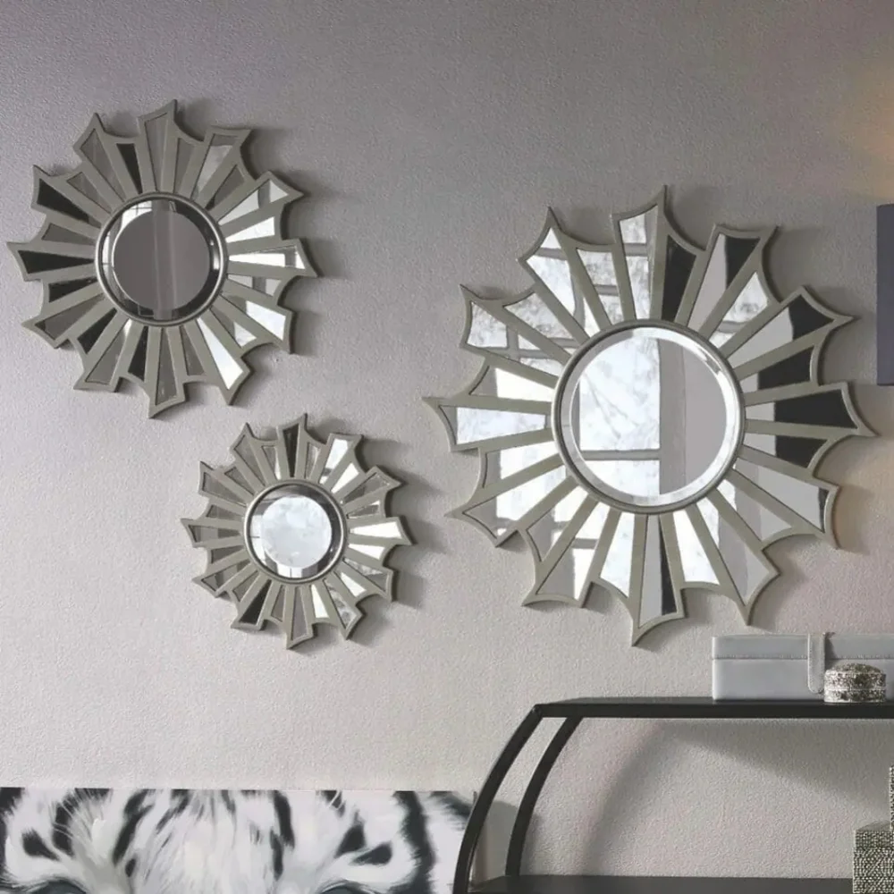 Silver Abstract Style Glass Decorative Mirrors​​​